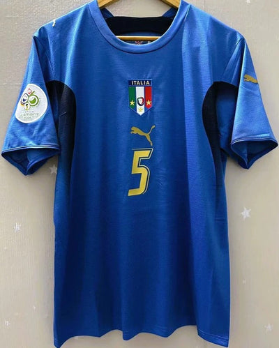Italy 06/07 Home Retro Shirt - CANNAVARO #5 (+Patches)