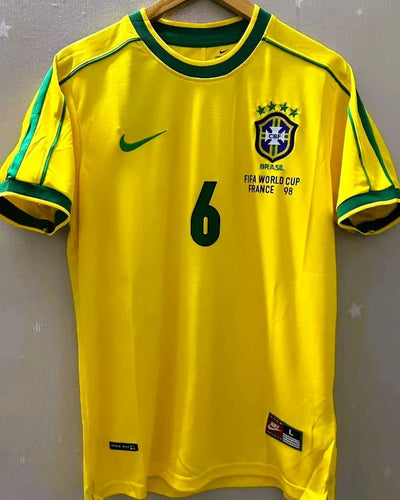Brazil 98/99 Home Retro Shirt - R. CARLOS #6