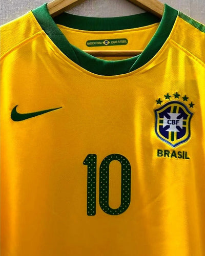 Brazil 10/11 Home Retro Shirt - KAKA #10 (+Patches)