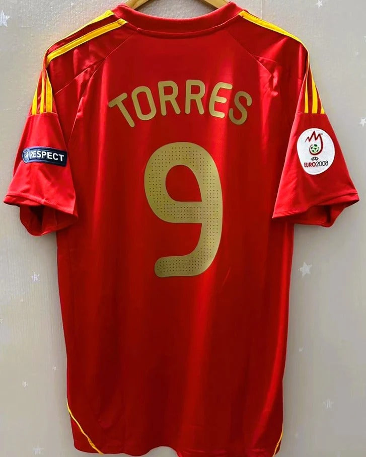 Spain 08/09 Home Retro Shirt - TORRES #9 (+Patches)